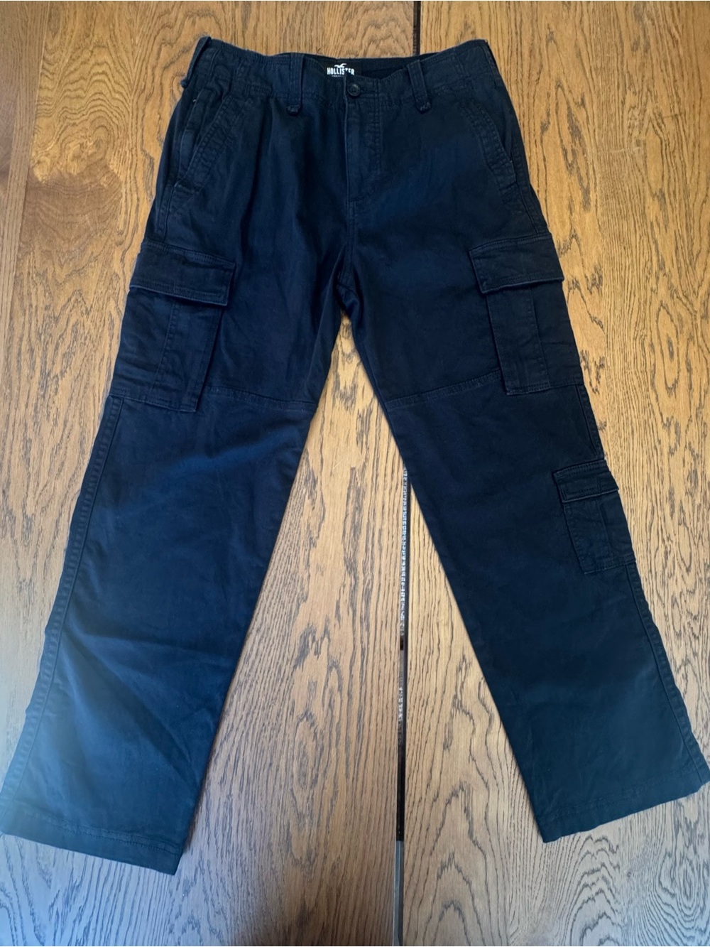 Mens Hollister Cargo Khaki Pants 30x30 Black Cotton Slack Chino Trouser Workwear
